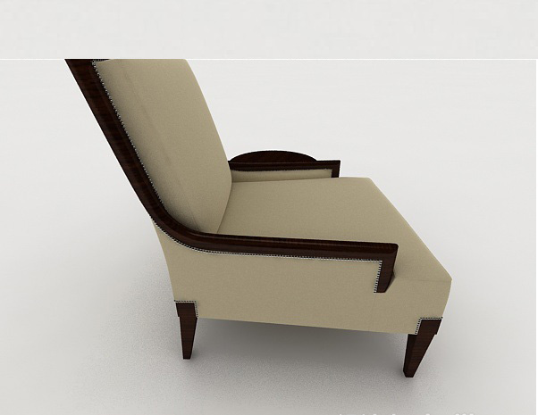 设计本木质单人沙发和小圆桌3d模型下载