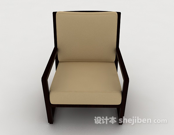 现代风格现代简约木质单人沙发3d模型下载