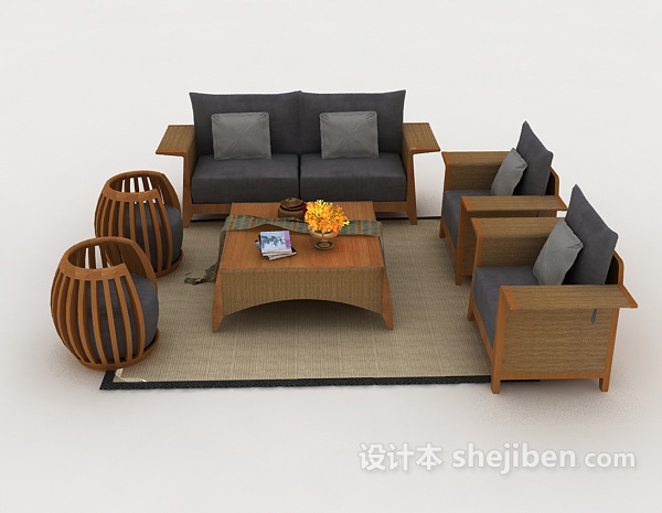 东南亚风格东南亚组合沙发3d模型下载