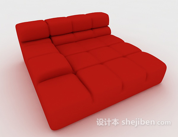 现代风格大红色懒人沙发3d模型下载