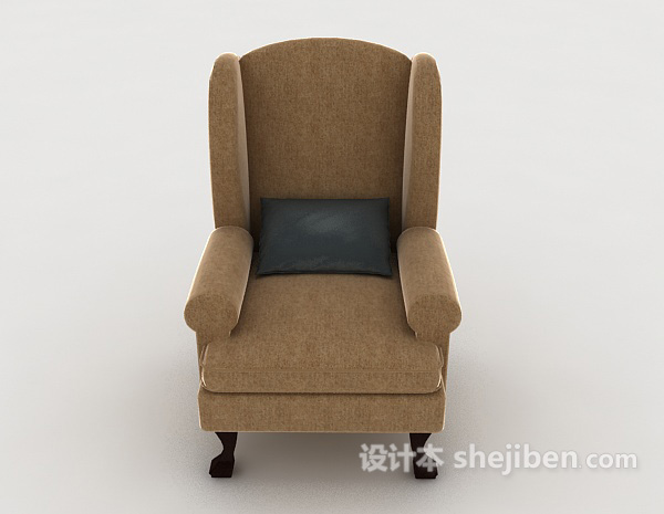 欧式风格欧式简约浅棕色单人沙发3d模型下载