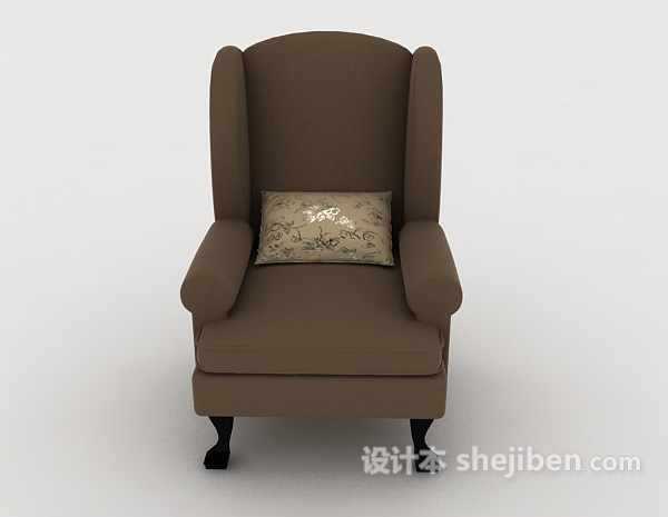 欧式风格简欧棕色单人沙发3d模型下载