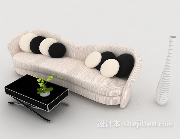 免费居家白色多人沙发3d模型下载