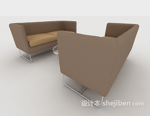 现代风格休闲棕色桌椅组合3d模型下载