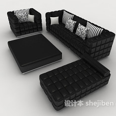 简约黑色商务组合沙发3d模型下载