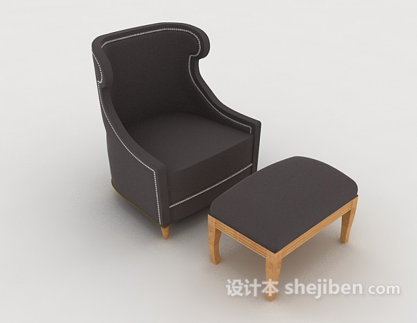 现代简单灰色单人沙发