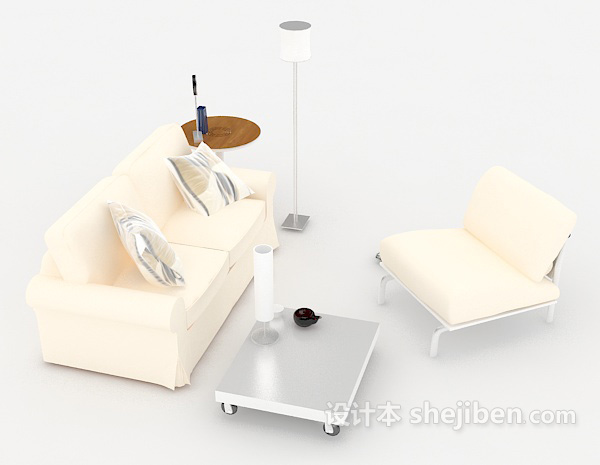 免费白色组合沙发3d模型下载