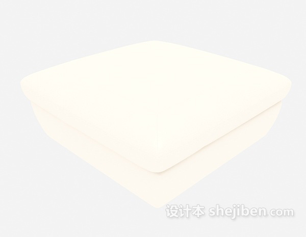 方形米白色沙发凳3d模型下载