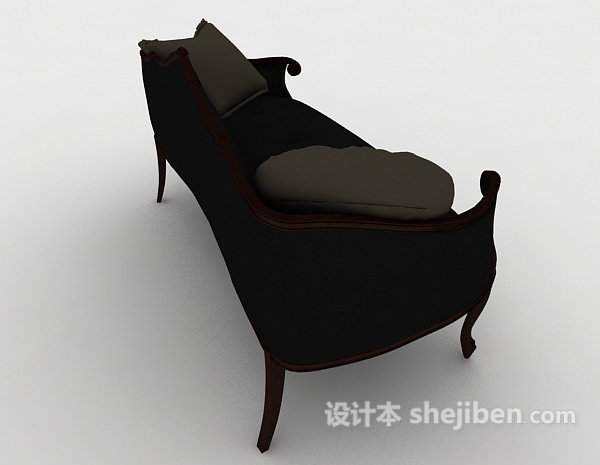 设计本简欧黑色双人沙发3d模型下载
