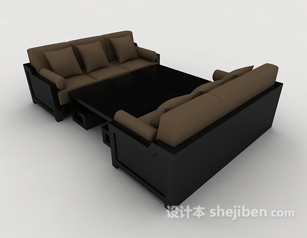 新中式大方组合沙发3d模型下载