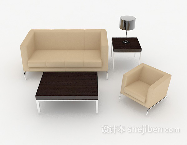 现代风格商务简约棕色组合沙发3d模型下载