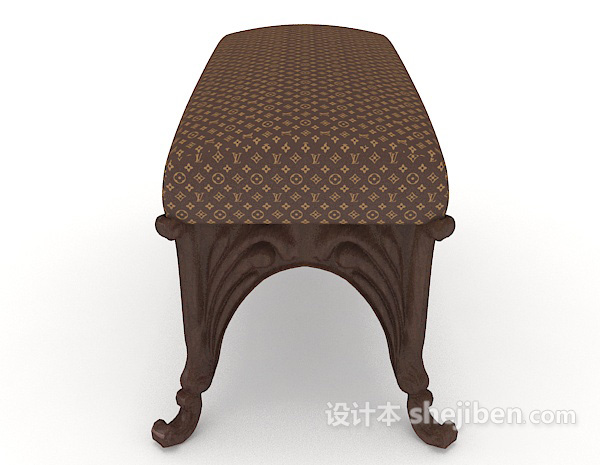 设计本欧式实木沙发凳3d模型下载