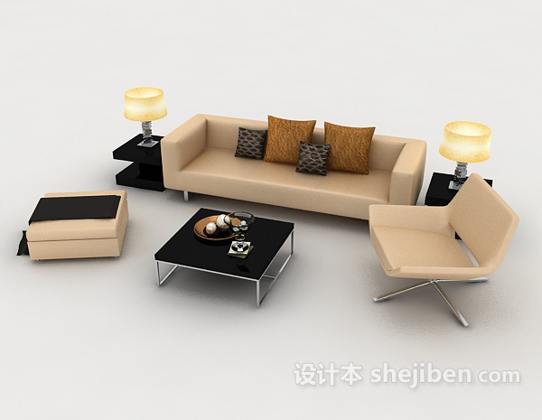 免费现代简单型组合沙发3d模型下载