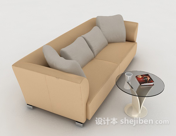 设计本现代风格简约家居双人沙发3d模型下载