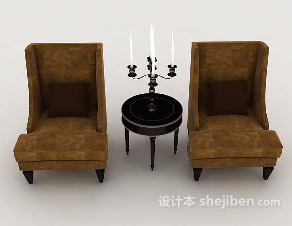 欧式风格欧式复古桌椅组合3d模型下载