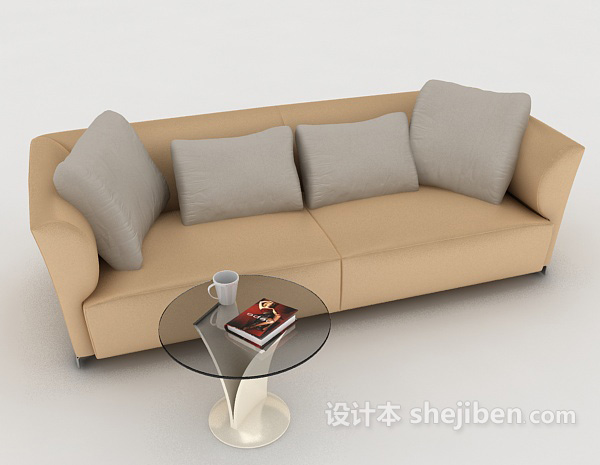 免费现代风格简约家居双人沙发3d模型下载