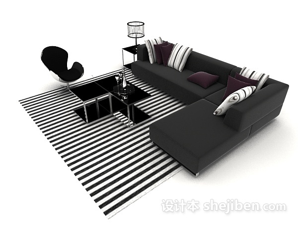 设计本家居简单现代沙发3d模型下载
