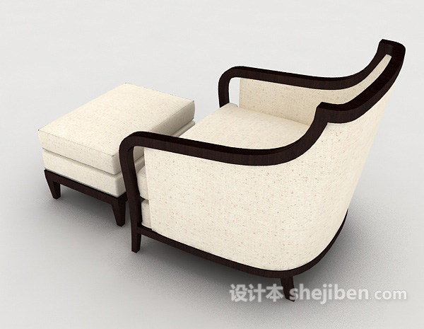 设计本简单米白色单人沙发3d模型下载