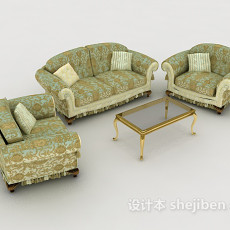 欧式花纹组合沙发3d模型下载