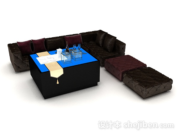 设计本深色简单沙发3d模型下载