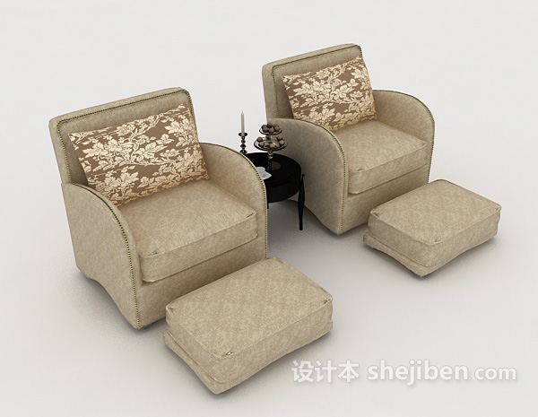 简约花纹双人沙发3d模型下载