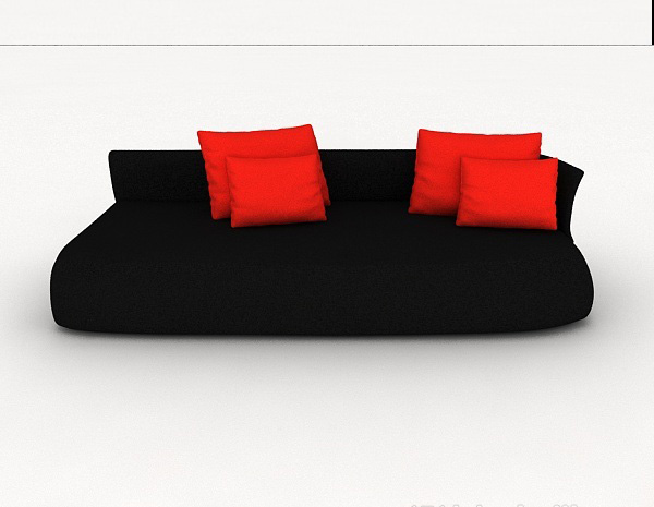 现代风格现代黑色简约双人沙发3d模型下载