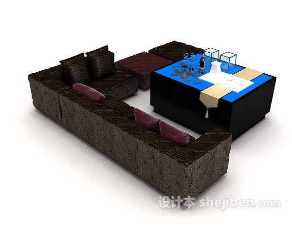 深色简单沙发3d模型下载