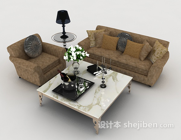欧式风格新欧式居家沙发3d模型下载