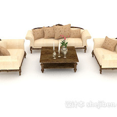 欧式风格简单组合沙发3d模型下载