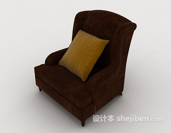 简约棕色单人沙发3d模型下载