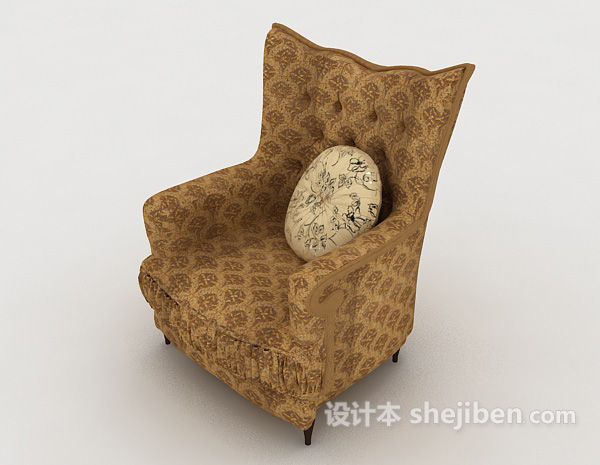 设计本田园花纹单人沙发3d模型下载