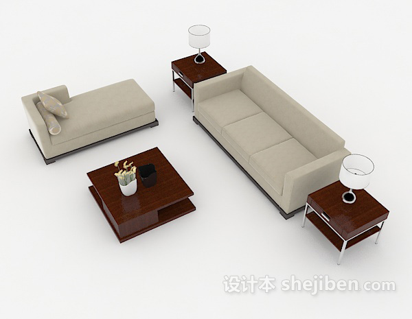 设计本现代简约灰色家居组合沙发3d模型下载