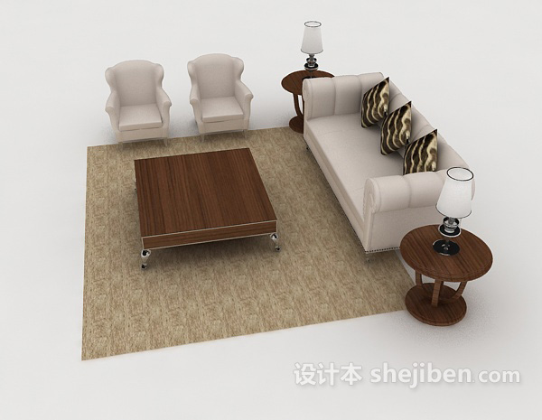 免费家居简单灰色组合沙发3d模型下载