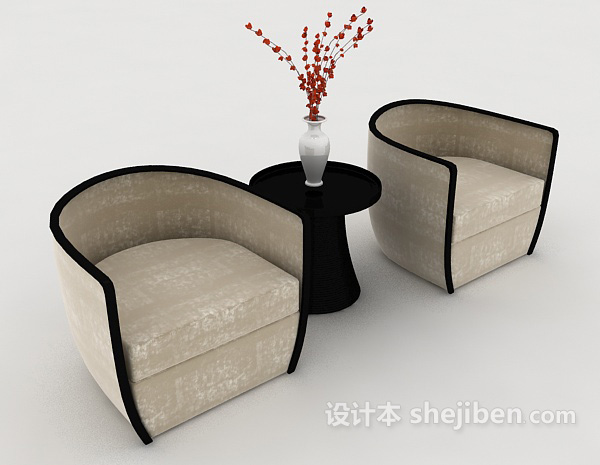 商务简约桌椅组合3d模型下载