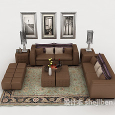 家居棕色组合沙发3d模型下载