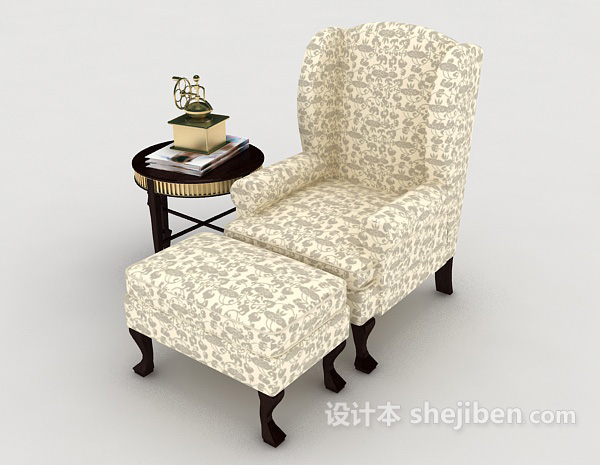 免费欧式家居花纹单人沙发3d模型下载