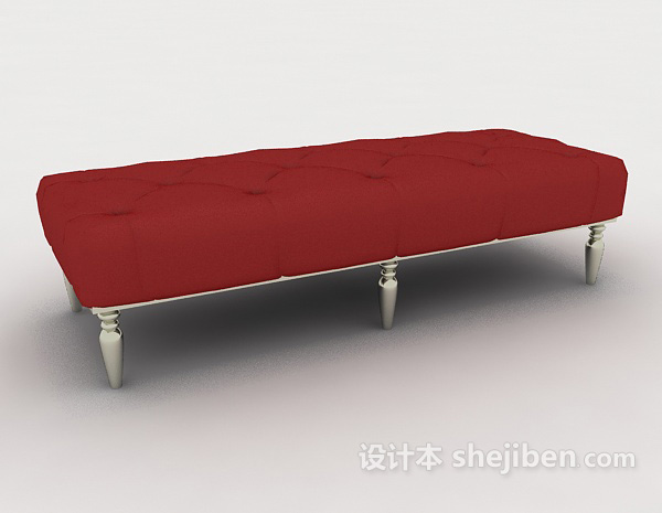 免费现代红色沙发长凳3d模型下载
