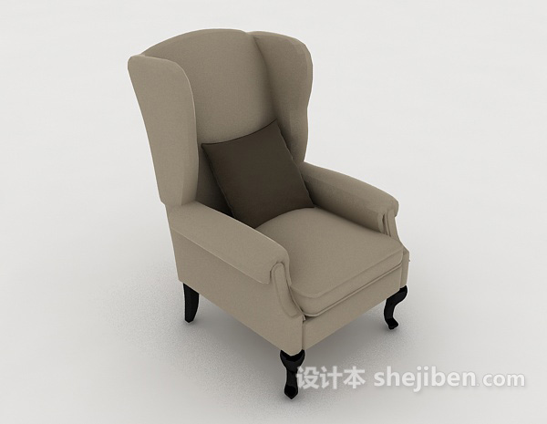 简欧家居灰色单人沙发3d模型下载