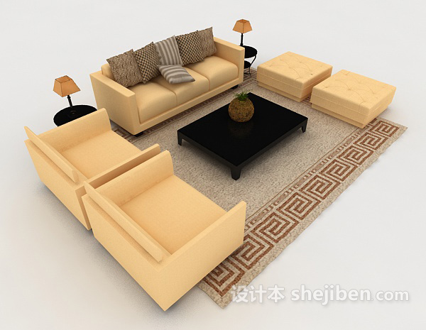 黄色家居组合沙发3d模型下载