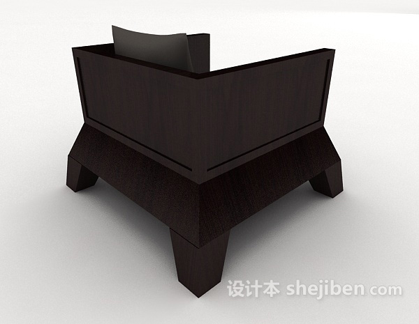 设计本现代个性木质单人沙发3d模型下载