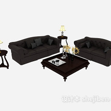 简约家居黑色组合沙发3d模型下载