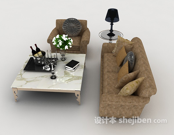 设计本新欧式居家沙发3d模型下载