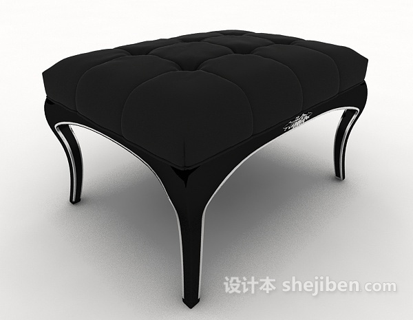 简欧黑色沙发凳子3d模型下载