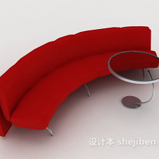 红色简单沙发3d模型下载