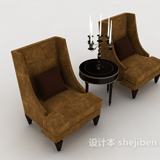 欧式复古桌椅组合3d模型下载