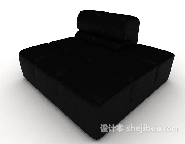 黑色简约方形单人沙发3d模型下载