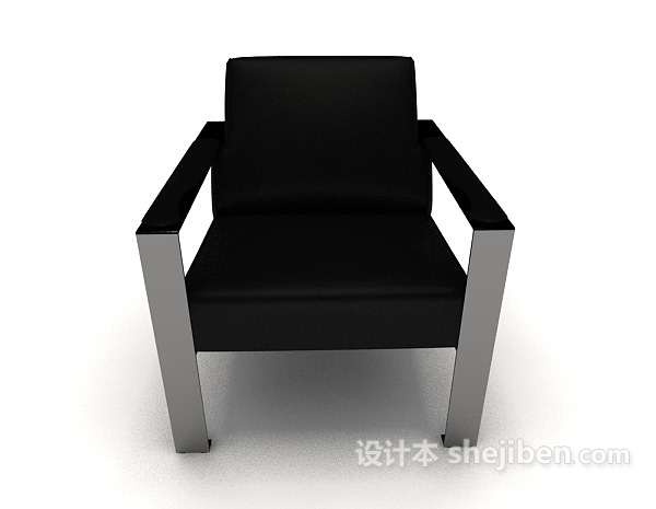 现代风格现代黑色个性单人沙发3d模型下载