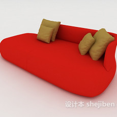 简约红色双人沙发3d模型下载