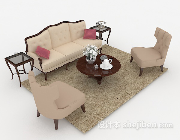 简欧组合沙发3d模型下载