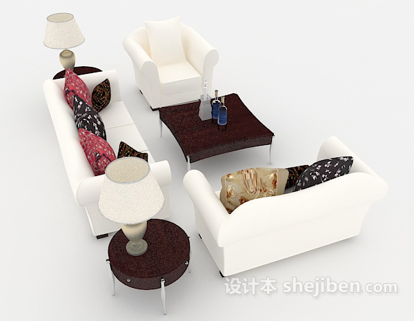 设计本现代风格居家型组合沙发3d模型下载